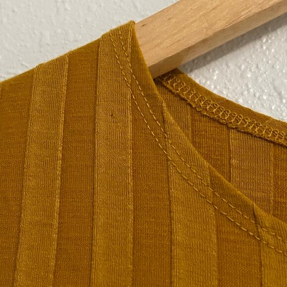 Reformation Dillon Mustard Yellow Ribbed Midi Dress Side Slit Women’s Small midi - Picture 7 of 8